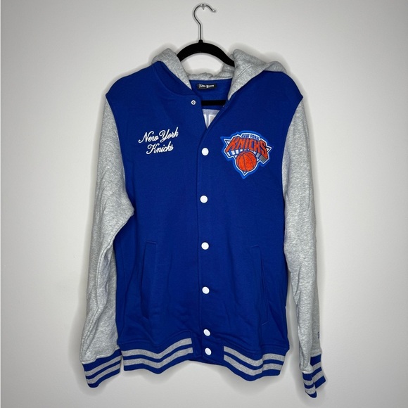 New York Knicks Throwback Prep Chenille Full Snap Hoodie - Picture 3 of 10